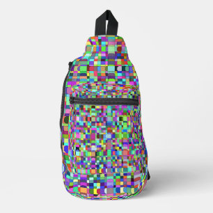 Abstract Squares Shapes Multicolor Pattern Sling Bag