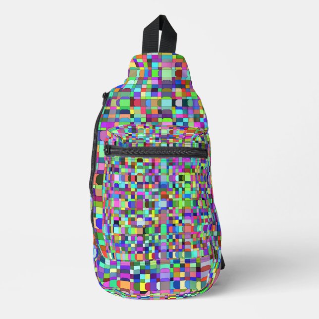 Abstract Squares Shapes Multicolor Pattern Sling Bag (Front)