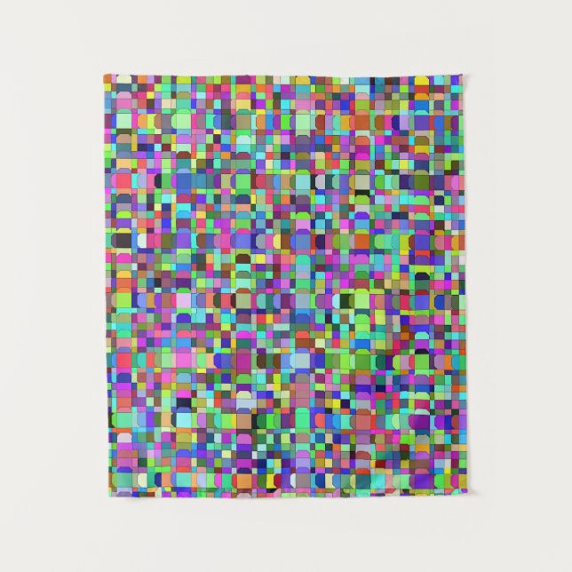 Abstract Squares Shapes Multicolor Pattern Tapestry (Front)
