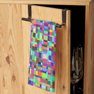 Abstract Squares Shapes Multicolor Pattern Tea Towel