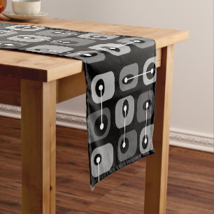 Abstract Squishy Cubes Black Silver Short Table Runner