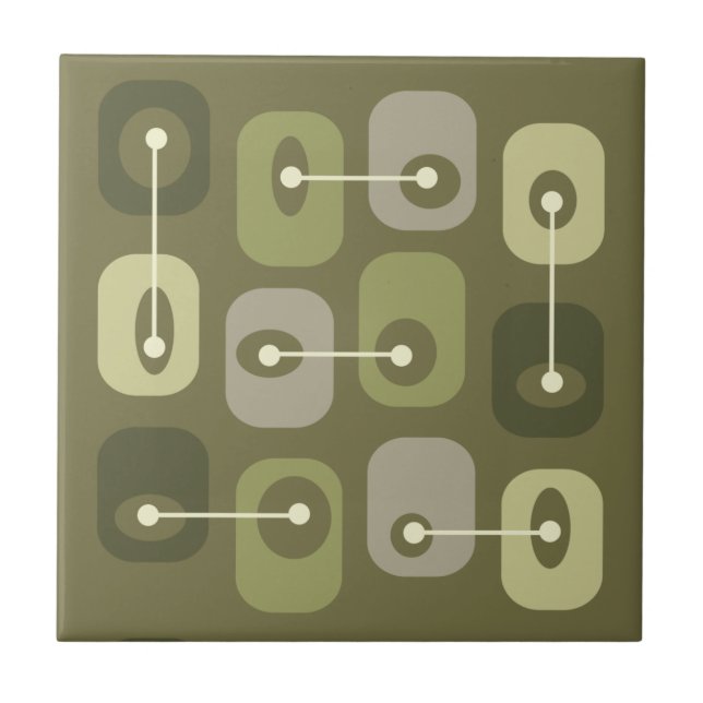 Abstract Squishy Cubes Olive Green Tile (Front)