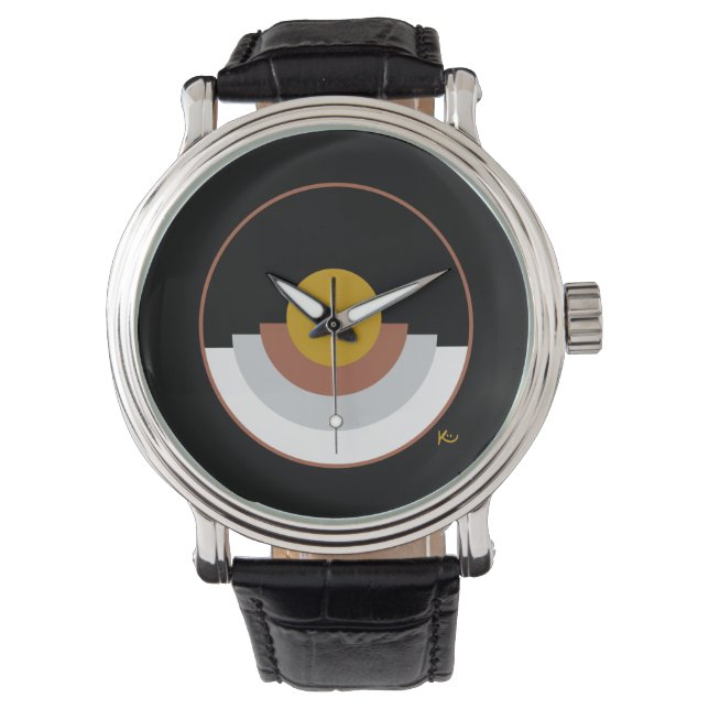 Abstract Stacked Circle Design Wrist Watch (Front)