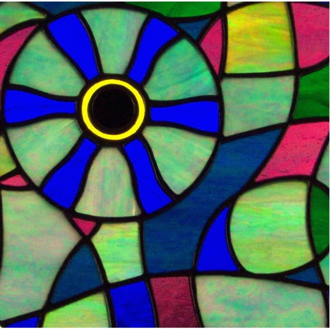 Abstract stained glass Chameleon eye Standing Photo Sculpture (Front)