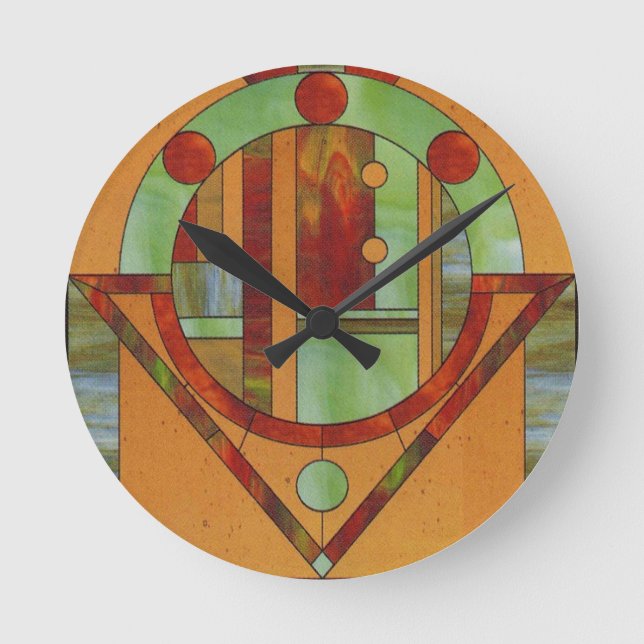 Abstract stained glass design round clock (Front)