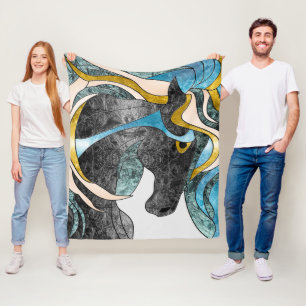 Abstract Stained Glass Horse Art – Modern Equine Fleece Blanket