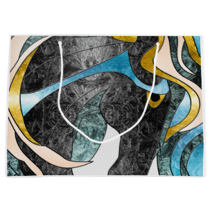 Abstract Stained Glass Horse Art – Modern Equine Large Gift Bag