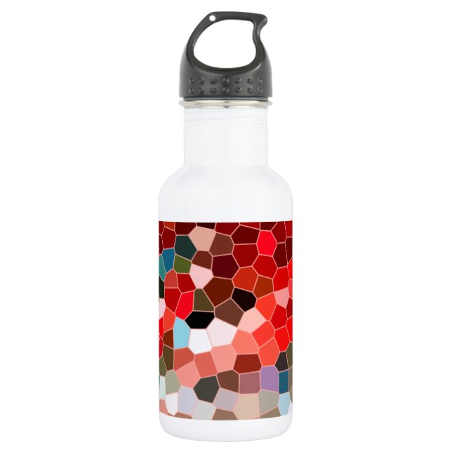 Abstract Stained Glass Red Burgundy Brown Mosaic 532 Ml Water Bottle (Front)