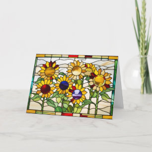 Abstract Stained Glass Sunflowers Card