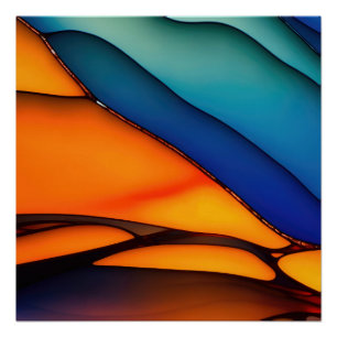 Abstract Stained Glass with Vivid colours Poster