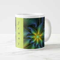 Abstract Star, Blue Green Golden Fractal Art Name