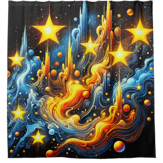 Abstract Star Design Shower Curtain (Front)