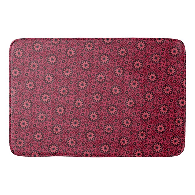 Abstract Star Flower Shower Curtain Bath Mat (Front)