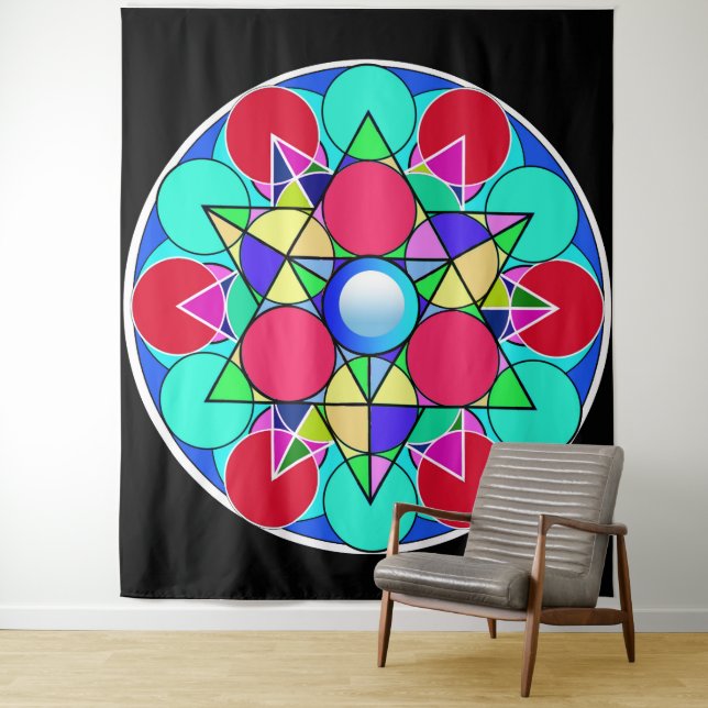 Abstract Star Flower Tapestry (In Situ)