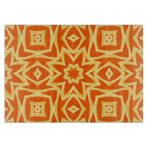 Abstract Star Geometric Orange and Gold  Cutting Board