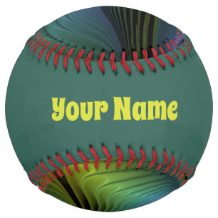 Abstract Star Shiny Blue Green Golden Fractal Name Softball