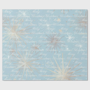 Abstract Starburst Pattern Blue Merry Christmas Wrapping Paper