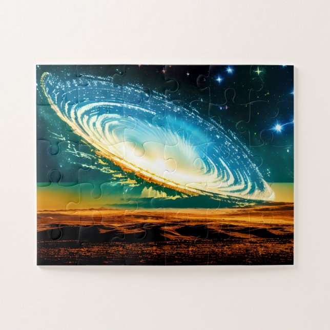 Abstract Stars and Galaxy Desert Planet in Cosmos Jigsaw Puzzle (Horizontal)