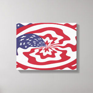 Abstract Stars and stripes American Patriotic art Canvas Print