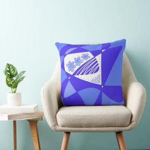 Abstract Stars And Stripes: Blue White 3 Cushion