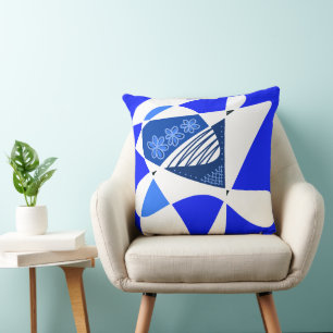 Abstract Stars And Stripes: Blue White Cushion