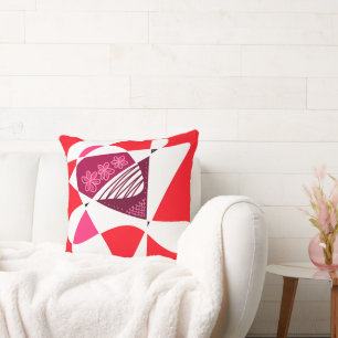 Abstract Stars And Stripes: Magenta Pink Red White Cushion