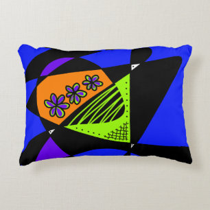 Abstract Stars And Stripes: Orange Green Blue Decorative Cushion
