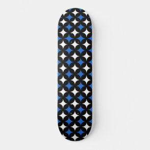 Abstract stars in black blue and white skateboard