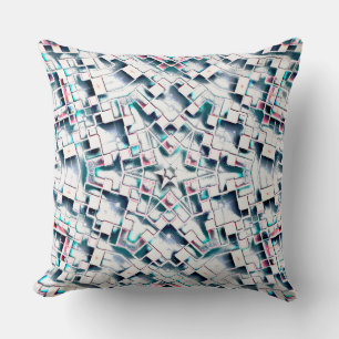 Abstract stars in messy glass tile kaleidoscope cushion