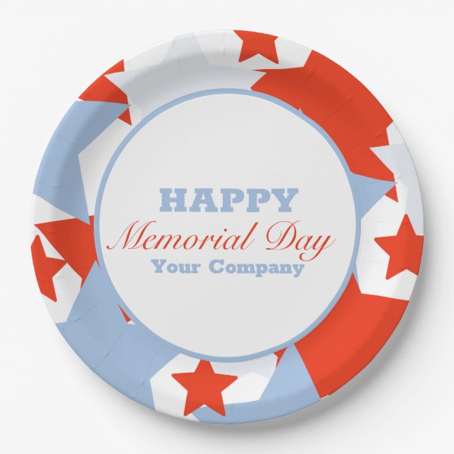 Abstract Stars Memorial Day Event Party Paper Plate (Front)