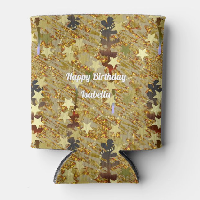Abstract Stencil Pattern Glitz Any Age Birthday  Can Cooler (Front)