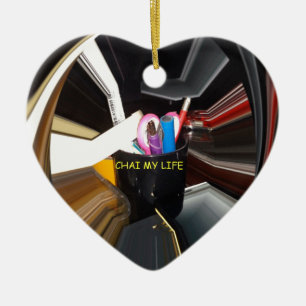 Abstract Still Life Tea Mug Office Stationary Art  Ceramic Tree Decoration