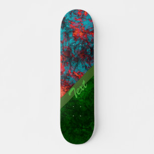 Abstract stone marble textured navy dark orange fi skateboard