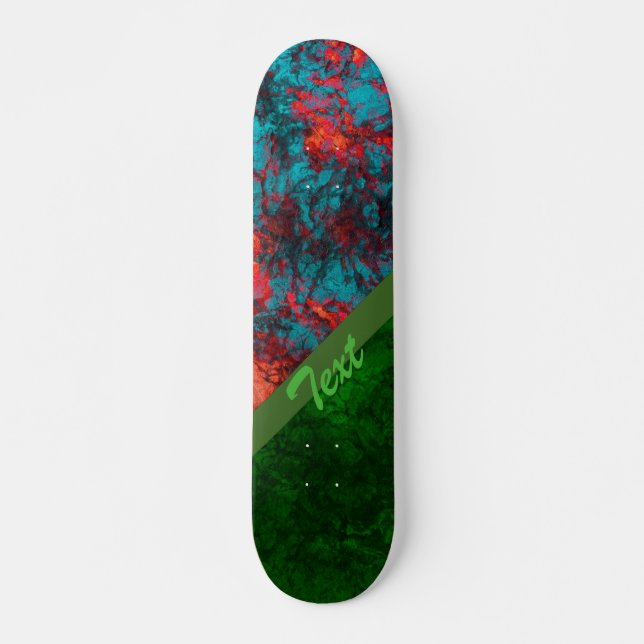 Abstract stone marble textured navy dark orange fi skateboard (Front)