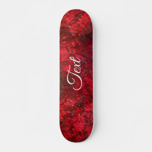 Abstract stone marble textured red , scarlet skateboard
