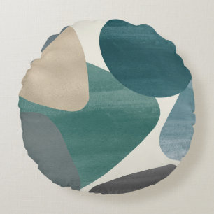 Abstract Stone Shapes Watercolor Finesse #1 #geo Round Cushion