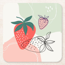 Abstract Strawberry Coasters