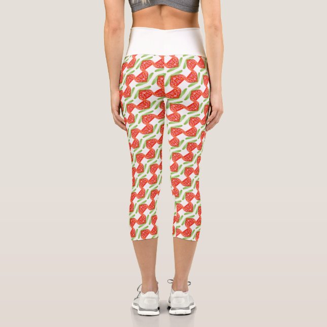 Abstract strawberry pattern capri leggings (Back)