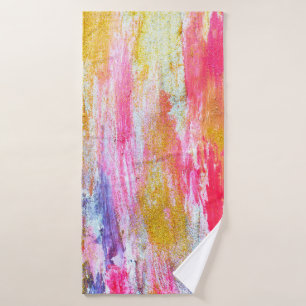 Abstract streams of paints on the wall. Modern tex Bath Towel