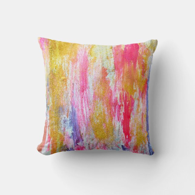 Abstract streams of paints on the wall. Modern tex Cushion (Front)