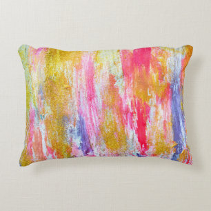 Abstract streams of paints on the wall. Modern tex Decorative Cushion