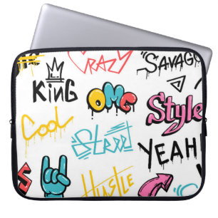 Abstract street graffiti lettering elements with g laptop sleeve