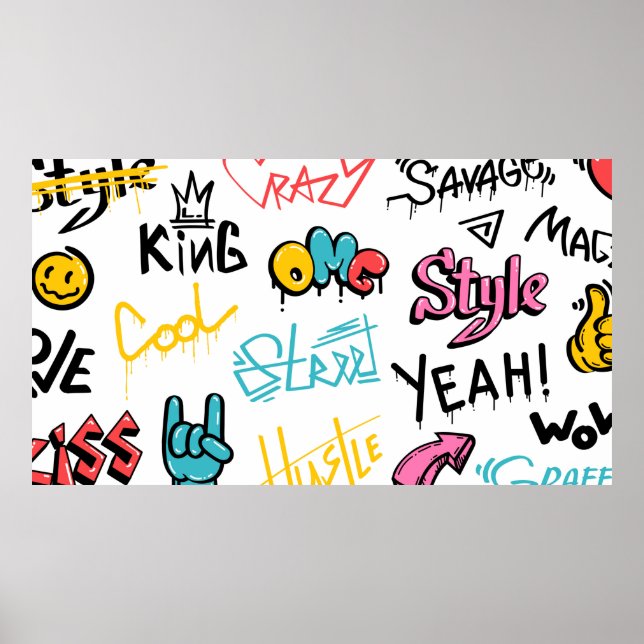 Abstract street graffiti lettering elements with g poster (Front)