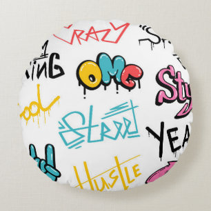 Abstract street graffiti lettering elements with g round cushion