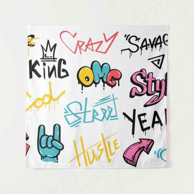 Abstract street graffiti lettering elements with g tapestry (Front)