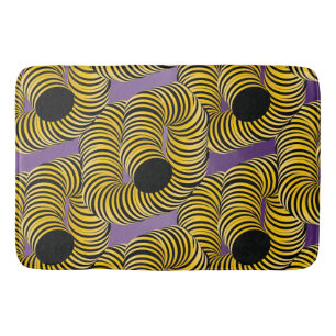 Abstract stripe tunnels yellow black purple bath mat