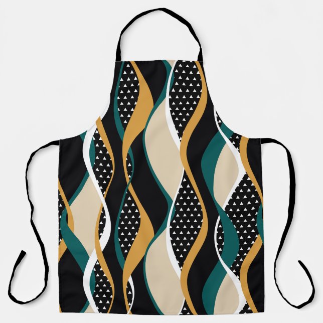 Abstract striped, colourful wavy pattern. apron (Front)