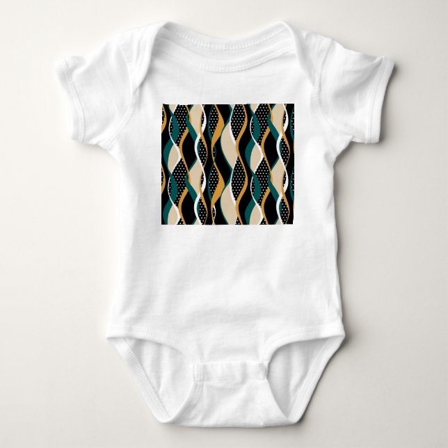 Abstract striped, colourful wavy pattern. baby bodysuit (Front)
