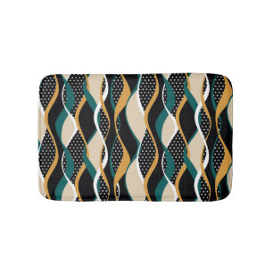 Abstract striped, colourful wavy pattern. bath mat
