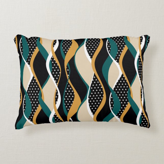 Abstract striped, colourful wavy pattern. decorative cushion (Front)
